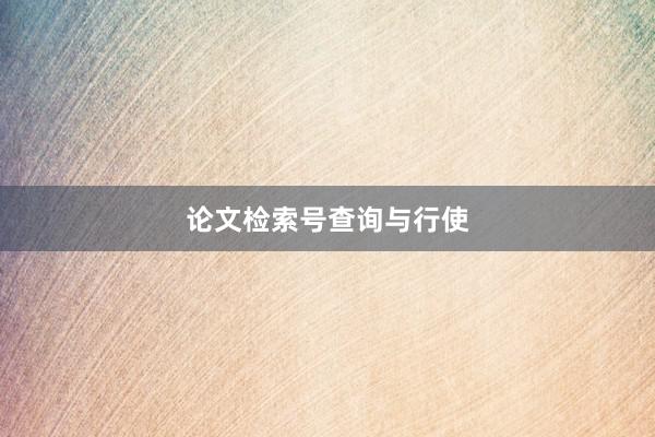 论文检索号查询与行使