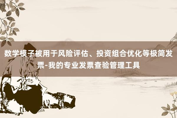 数学模子被用于风险评估、投资组合优化等极简发票-我的专业发票查验管理工具